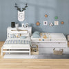 Full L-Platform Beds with Trundle, Drawers and Table for Kids Bedroom, White