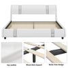 Queen Bed Frame, Modern Leather Upholstered Platform Bed Frame with Adjustable Headboard