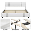 Bed with Headboard, Deluxe Faux Leather Modern Platform Bed Frame