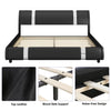 Bed with Headboard, Deluxe Faux Leather Modern Platform Bed Frame