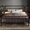 King Size Metal Platform Bed Frame with Victorian Style Wrought Iron-Art Headboard/Footboard