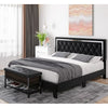  Diamond Tufted Upholstered Platform Bed with Adjustable Headboard