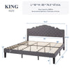 Full Size Platform Bed Frame with Tiara Upholstered Diamond Button Tufted Headboard