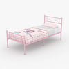 Kids Pink Metal Platform Bed Frame Twin Single Bed with Headboard & Footboard for Girls Bedroom Furniture