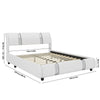 Queen Bed Frame, Modern Leather Upholstered Platform Bed Frame with Adjustable Headboard