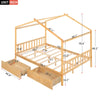 Full Size House Platform Bed with Two Drawers for Kids