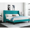 Fabric Upholstered Platform Bed Frame with Wingback Headboard