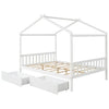 Full Size House Platform Bed with Two Drawers for Kids