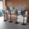 Modern Adjustable Faux Leather Bar Stool with Back for Kitchen Island Set of 2