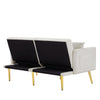 Velvet Futon Sofa Bed Convertible Sleeper Sofa Couch with 6 Golden Metal Legs