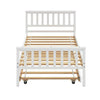 Twin Size Wood Platform Bed with Trundle, Twin Bed Frame with Headboard and Footboard