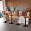 Modern Adjustable Faux Leather Bar Stool with Back for Kitchen Island Set of 2