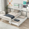 Twin Size Wood Platform Bed with Trundle, Twin Bed Frame with Headboard and Footboard