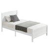 Twin Bed, Pine Single-Layer Vertical Striped Bed with Headboard and Footboard white