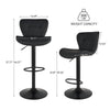 Modern Adjustable Faux Leather Bar Stool with Back for Kitchen Island Set of 2