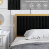   Bed Gold Metal Platform Frame with Upholstered Velvet Headboard