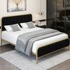 Bed, Metal Tubular Platform Bed Frame with Upholstered Headboard