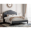 Full Size Platform Bed Frame with Tiara Upholstered Diamond Button Tufted Headboard