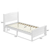 Twin Bed, Pine Single-Layer Vertical Striped Bed with Headboard and Footboard white