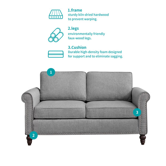 Soft Couches Set for Living Room,3 Piece Modular Sleeper Sofa , (Light Grey)