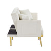 Velvet Futon Sofa Bed Convertible Sleeper Sofa Couch with 6 Golden Metal Legs