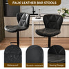 Modern Adjustable Faux Leather Bar Stool with Back for Kitchen Island Set of 2