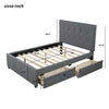 bedFull Size Upholstered  Bed with 2 Storage Drawers for Kids, Gray