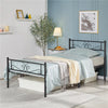 Black Metal Platform Twin Bed with Scroll Design Headboard and Footboard