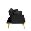 Velvet Futon Sofa Bed Convertible Sleeper Sofa Couch with 6 Golden Metal Legs