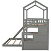 twin over Full House Bunk Bed with Storage Staircase for Bedroom