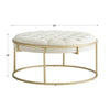 Oddie's Gold Velvet Button Tufted Round Ottoman