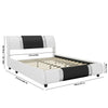 Bed with Headboard, Deluxe Faux Leather Modern Platform Bed Frame