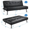 Convertible Black Faux Leather Futon Sofa Bed