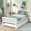 Twin Size Wood Platform Bed with Trundle, Twin Bed Frame with Headboard and Footboard