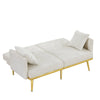 Velvet Futon Sofa Bed Convertible Sleeper Sofa Couch with 6 Golden Metal Legs