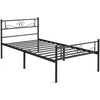 Black Metal Platform Twin Bed with Scroll Design Headboard and Footboard