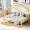 Full Size House Platform Bed with Two Drawers for Kids