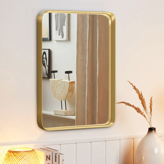 Aluminum Alloy Wall Mount Rounded Corner Rectangular Mirror