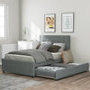 Full Size Upholstered Platform Bed with 2 Storage Drawers for Kids, Gray