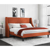 Fabric Upholstered Platform Bed Frame with Wingback Headboard