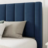 Queen Velvet upholstered bed frame with vertical channel tufted headboard