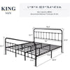 King Size Metal Platform Bed Frame with Victorian Style Wrought Iron-Art Headboard/Footboard