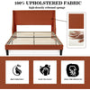 Fabric Upholstered Platform Bed Frame with Wingback Headboard