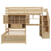 Twin over Twin Bunk Bed with Desk and Shleves