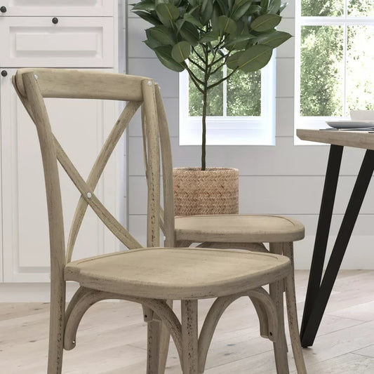 Style Wooden High Back Dining Chair in Dark Driftwood