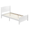 Twin Bed, Pine Single-Layer Vertical Striped Bed with Headboard and Footboard white