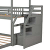 twin over Full House Bunk Bed with Storage Staircase for Bedroom