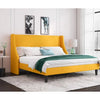 Fabric Upholstered Platform Bed Frame with Wingback Headboard