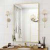 Bathroom wall mirror with rectangular metal frame