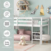 Twin Wood Loft Bed with Full-length Safety Rail and Ladder